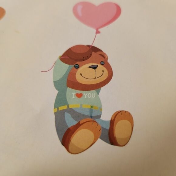 Vintage teddy bear gift wrapping paper heart ballo - Picture 3 of 4